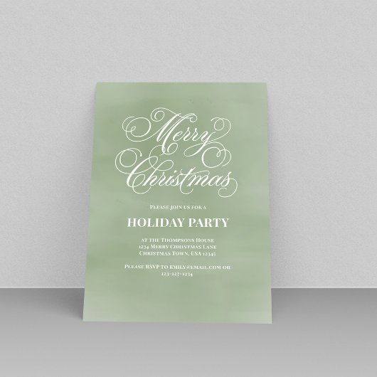 Green Merry Christmas Script Party Kaart