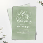 Green Merry Christmas Script Party Kaart