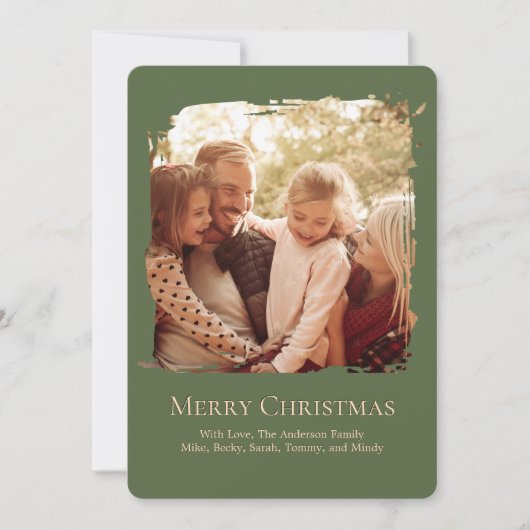 Green Merry Christmas Simple Photo Feestdagenkaart (Voorkant)