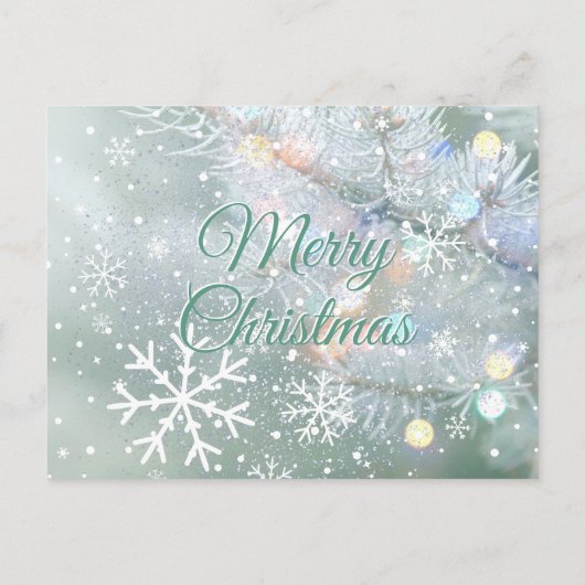 Green Merry Christmas Snowflakes Briefkaart (Achterkant)