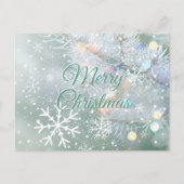 Green Merry Christmas Snowflakes Briefkaart (Voorkant)