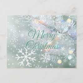 Green Merry Christmas Snowflakes Briefkaart