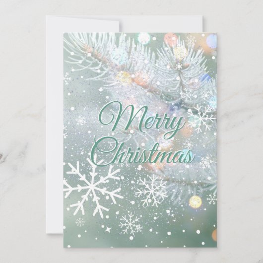 Green Merry Christmas Snowflakes Feestdagenkaart (Voorkant)