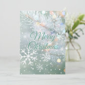 Green Merry Christmas Snowflakes Feestdagenkaart (Staand voorkant)
