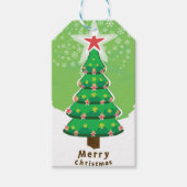 Green Merry Christmas Tree Cadeaulabel (Voorkant)