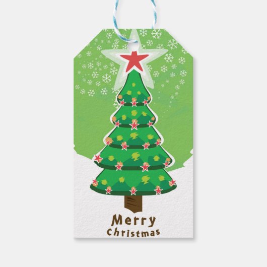 Green Merry Christmas Tree Cadeaulabel (Achterkant)