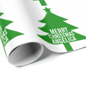 Green Merry Christmas Tree Feestdagen Aangepaste n Cadeaupapier (Rol Hoek)