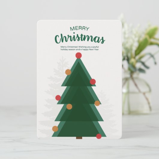Green Merry Christmas Tree Uitnodiging (Staand voorkant)