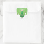 Green Merry Christmas Tree Vierkante Sticker (Tas)