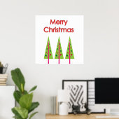 Green Merry Christmas Trees Wall Poster (Thuiskantoor)