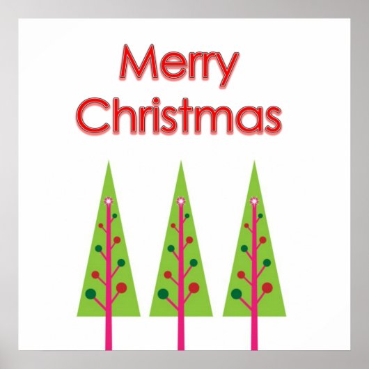 Green Merry Christmas Trees Wall Poster (Voorkant)