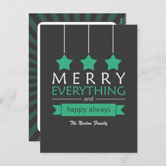 Green Merry Everything Vakantie Feestdagenkaart (Voorkant / Achterkant)