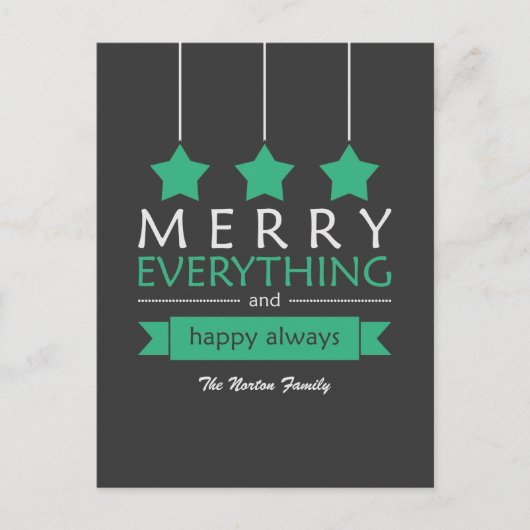 Green Merry Everything Vakantie Feestdagenkaart (Voorkant)