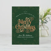  Green Merry Gold Text No-Photo Custom Feestdagenkaart (Staand voorkant)