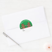 Green Merry kerst Gingerbrood Man Aangepast Ronde Sticker (Envelop)