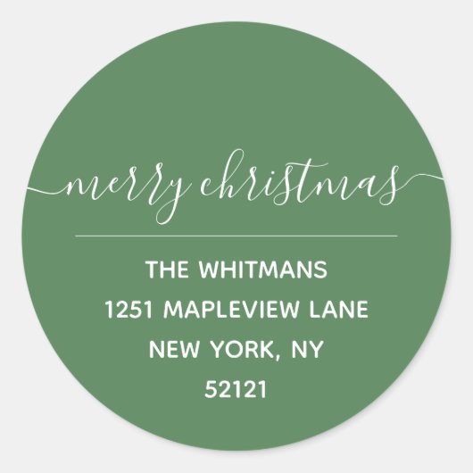 Green Merry kerst Return-adreslabel Ronde Sticker (Voorkant)