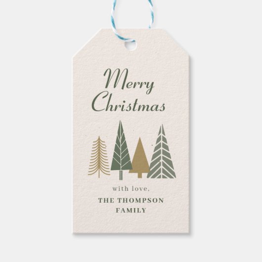 Green Merry-kerstboom Cadeaulabel (Voorkant)