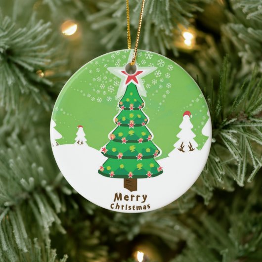 Green Merry-kerstboom Keramisch Ornament (Boom)