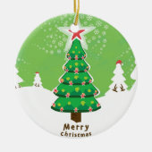 Green Merry-kerstboom Keramisch Ornament (Voorkant)
