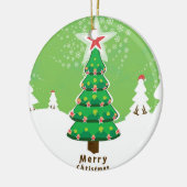 Green Merry-kerstboom Keramisch Ornament (Links)