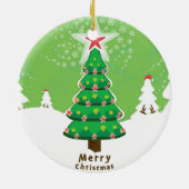 Green Merry-kerstboom Keramisch Ornament (Achterkant)