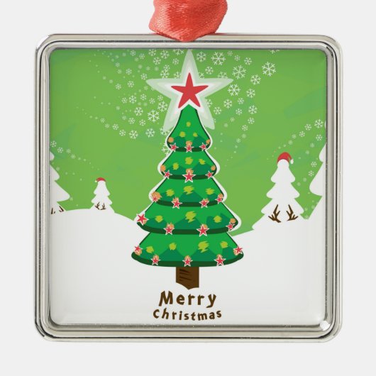 Green Merry-kerstboom Metalen Ornament (Voorkant)