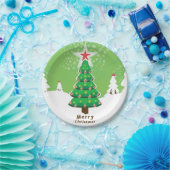 Green Merry-kerstboom Papieren Bordje (Feest)