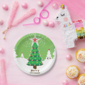 Green Merry-kerstboom Papieren Bordje (Feest)