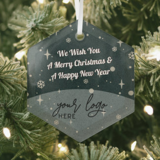 Green Merry kerstbusiness Logo  decor Glas Ornament