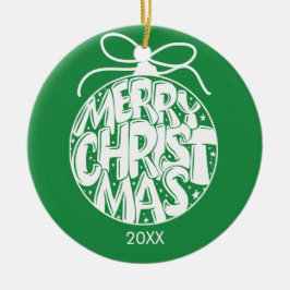Green Merry Kerstfeestay Keramisch Ornament