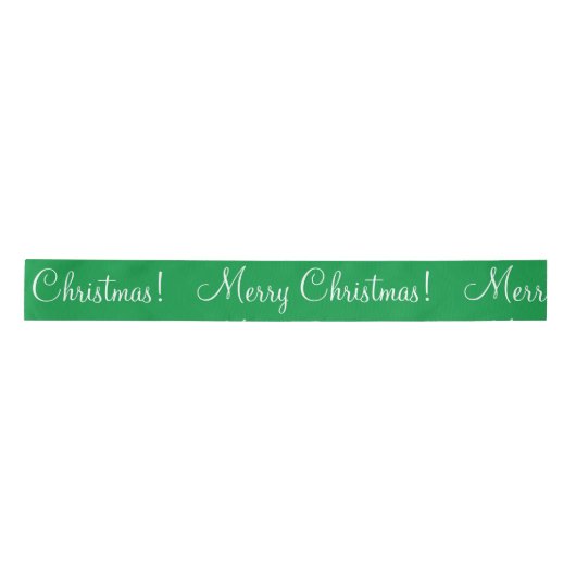 Green Merry Kerstfeestay Script Modern Satin Satijnen Lint (Voorkant)