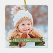 Green Merry-kerstlint Keramisch Ornament (Voorkant)