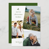 Green Merry-kerstwens drie fotokaarten Feestdagenkaart (Voorkant / Achterkant)