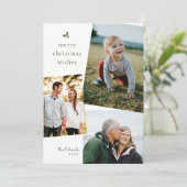 Green Merry-kerstwens drie fotokaarten Feestdagenkaart (Staand voorkant)
