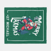 Green Merry Laxmas Personalized Lacrosse Christmas Fleece Deken (Voorkant (Horizontaal))