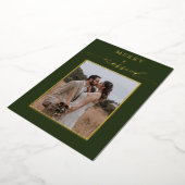 Green Merry Newlyweds 2 Photos Wedding Christmas Folie Feestdagenkaart (Gedraaid)