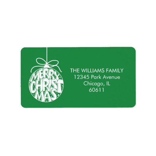 Green Merry Ornament Holiday Adres Etiket (Voorkant)