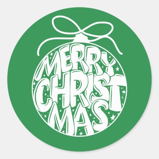 Green Merry Ornament Holiday Ronde Sticker (Voorkant)