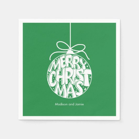Green Merry Ornament Holiday Servet (Voorkant)