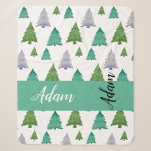 Green Merry Tree Waterverf Monogrammed