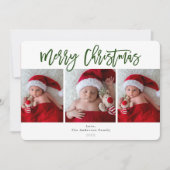 Green Merry White Wood Holiday Foto Kaart (Voorkant)