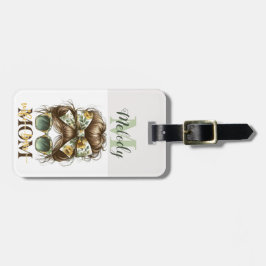 Green Messy Bun Mama Vrouw Baas Bagagelabel