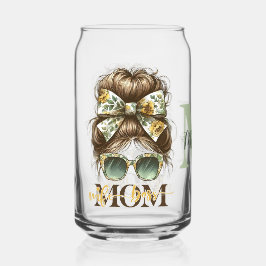 Green Messy Bun Mama Vrouw Baas Blikvorm Glas