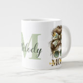 Green Messy Bun Mama Vrouw Baas Grote Koffiekop (Voorkant rechts)