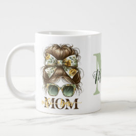 Green Messy Bun Mama Vrouw Baas Grote Koffiekop