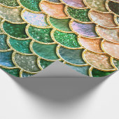 Green Metal Foil Glitter Gold Mermaid Scales Cadeaupapier (Hoek)