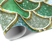 Green Metal Foil Glitter Gold Mermaid Scales Cadeaupapier (Rol Hoek)