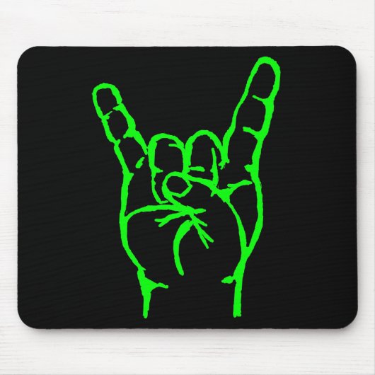 Green Metal Horns Mousepad Muismat (Voorkant)