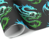 Green Metallic Dragon Cadeaupapier (Rol Hoek)