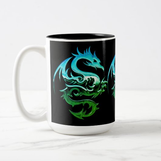 Green Metallic Dragon Tweekleurige Koffiemok (Links)
